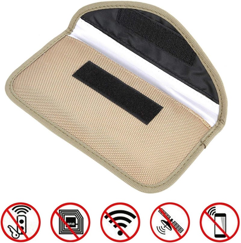 woobles Signal Blocking Bag for Cell Phone and Car Key Fob Double Layer Anti-Theft Anti-Tracking GPS RFID Signal Blocker Pouch(Khaki) - Image 2